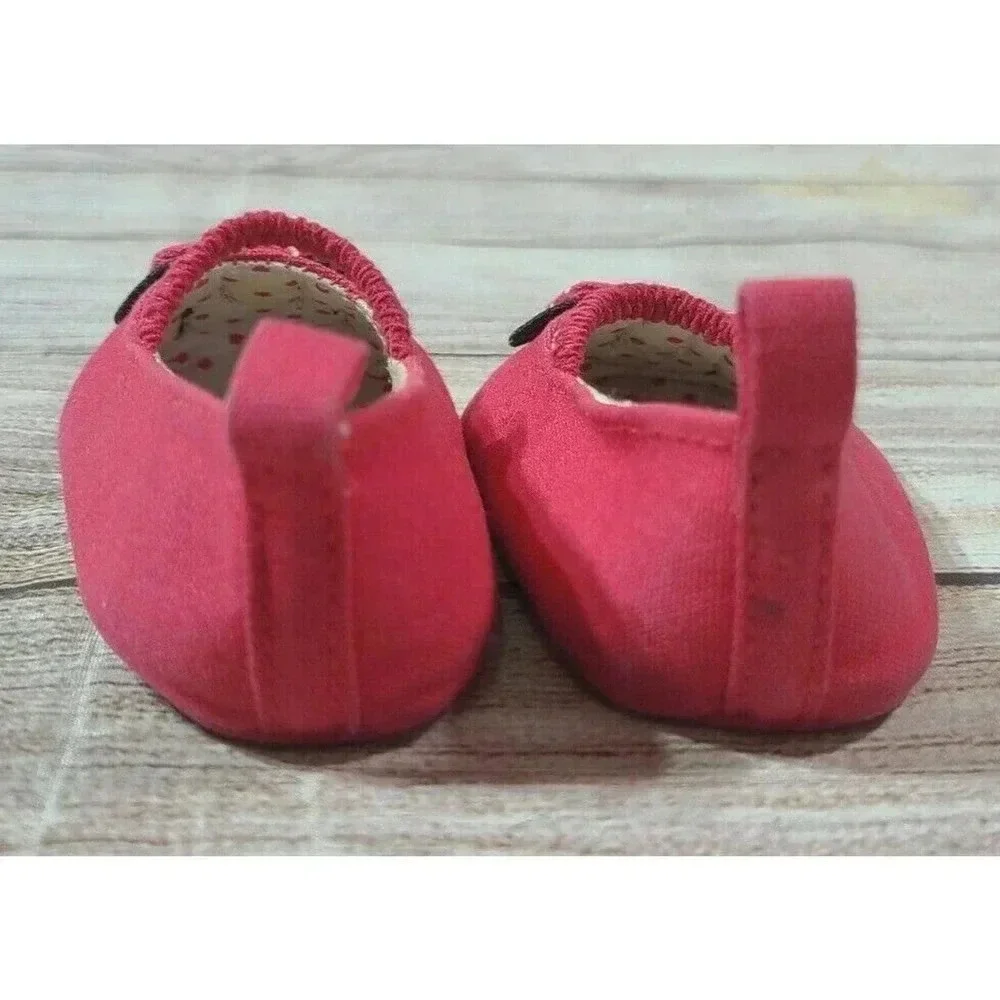 Disney Minnie Mouse Baby Shoes Size 3 Soft Sole Ballet Flats Pink Black Glitter